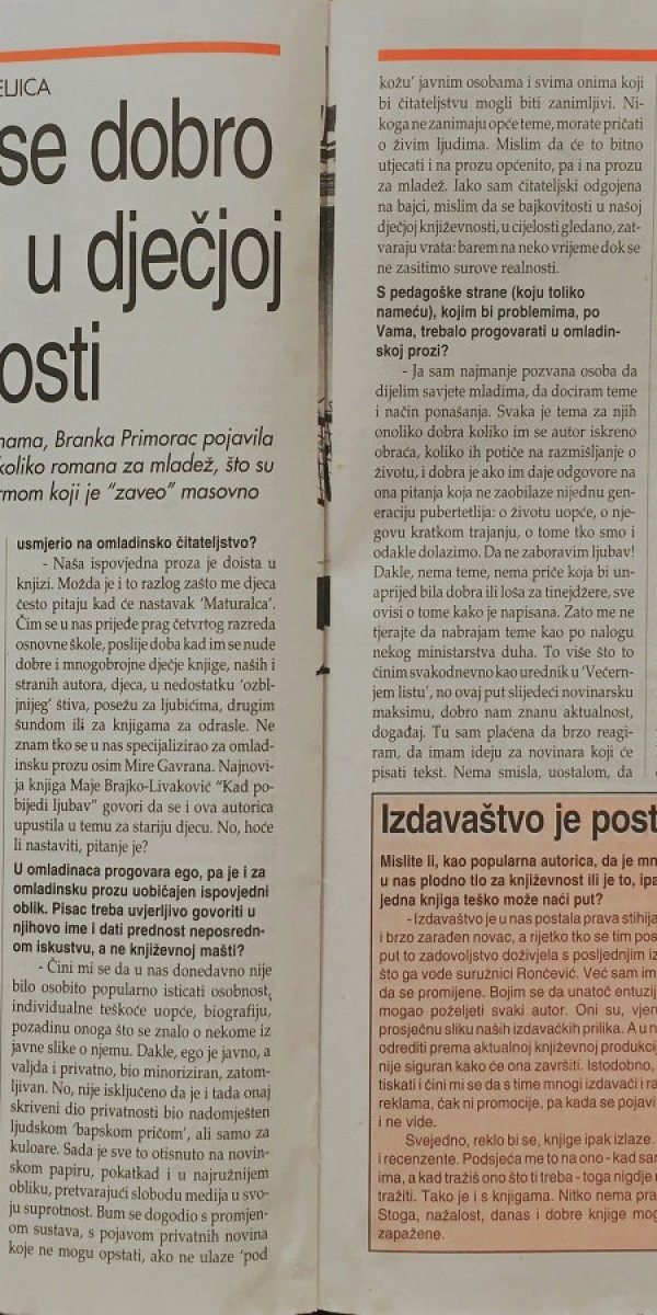 Hrvatski obzor intervju, razgovarala lada žigo, snimio tomislav pavlek, 18 srpnja 1998